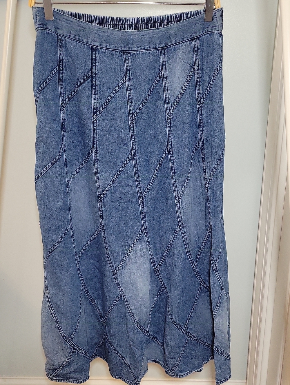 Studio West Blue Denim Panel Maxi Skirt Size Medium